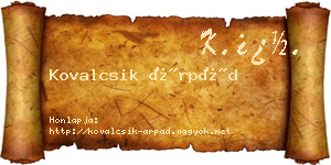 Kovalcsik Árpád névjegykártya