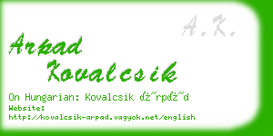 arpad kovalcsik business card